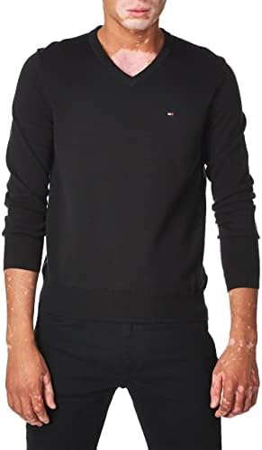 Мъжки Незаменим Памук Пуловер Tommy Hilfiger с дълъг ръкав и V-образно деколте