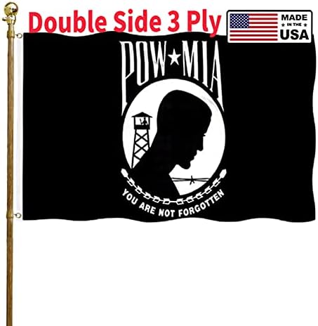 Флаг Pow Mia 3x5 Метра За улица От ултра силна полиестер, военни знамена Pow, Двупосочен 3-Слойный Банер 200D