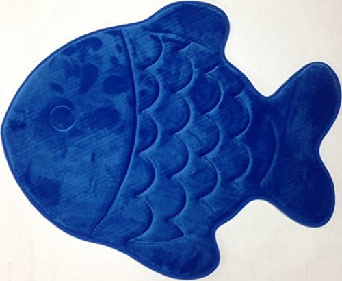 Подложка за вана WPM WORLD PRODUCTS MART Memory Foam - Невероятно мека и впитывающий мат, уютни кадифе нескользящие подложки за кухня или баня (22 х 27 инча, Blue Fish)