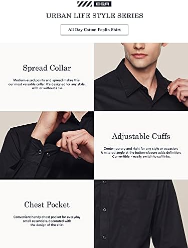 Мъжки ризи CQR Regular Fit с дълъг ръкав, Ежедневни поплиновая риза от памук, копчета