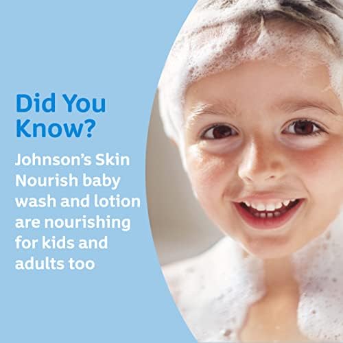 Хидратиращ детски лосион на Johnson ' s Skin Nourish за суха кожа с аромат на масло от Шеа и какао, Нежен и лек Лосион за тяло
