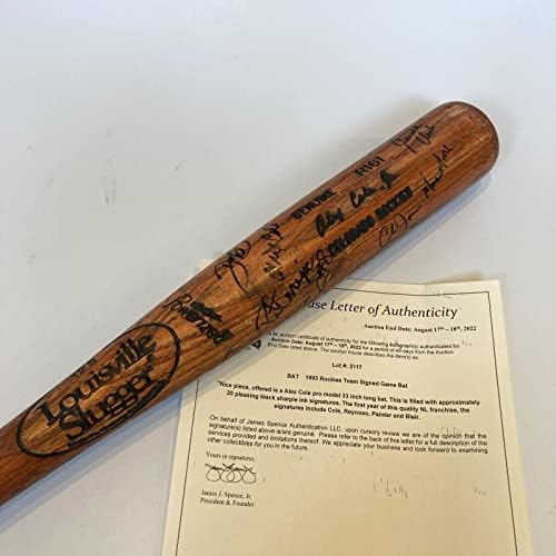 1993 Колорадо в Скалистите Планини на Първия си Сезон Отборът Подписа Играта Използвана бейзболна бухалка JSA