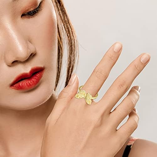 Свети Валентин е Прост и лек дизайн на пръстени с пеперуда, подходящ за всички поводи 2 пръстени 4 размера за момичета (C-2