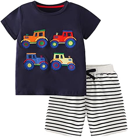 DDSOL/ Облекло за Малки Момчета, Тениска, Летни Дрехи За деца, Ризи с къси ръкави и Детски къси Панталони, Комплект от 2 теми