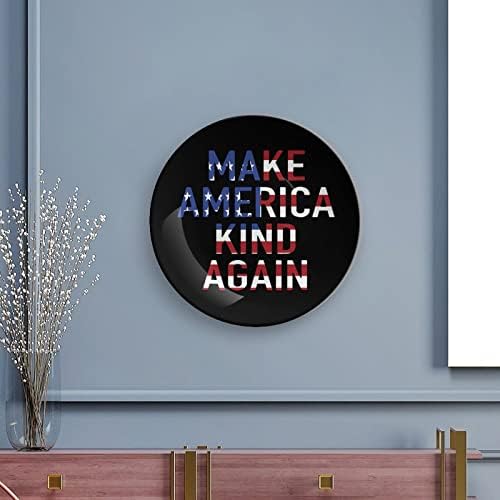 Направете Америка на Добра воля Отново на Декоративна Чиния от Костен Порцелан, Керамични Чинии плавателни съдове с Поставка