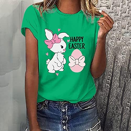 Тениски с Надпис Love Graphic за Момичета с Кръгло Деколте, Подарък за Великден, Яйце, Папийонка, Красиви Върхове с