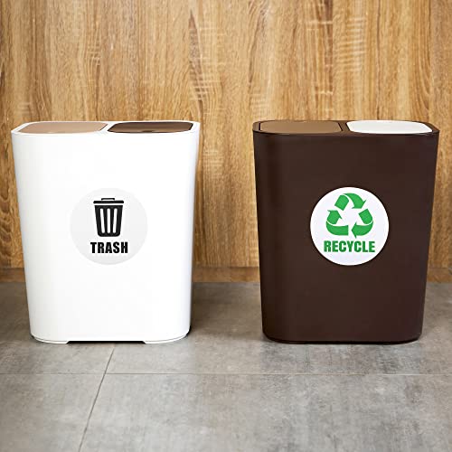 Стикер за рециклиране M METERXITY 6 Pack - Етикети за домашен боклук кофи, винил и с гладка повърхност, пуснати в кофата за боклук, за дома / кухни / офис / градина (5 инча, зелен