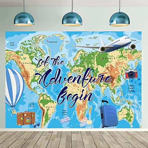 Фон за приключения На тема пътуване, Карта на света, на заден план за снимане, Нека приключението да Започне, Банер