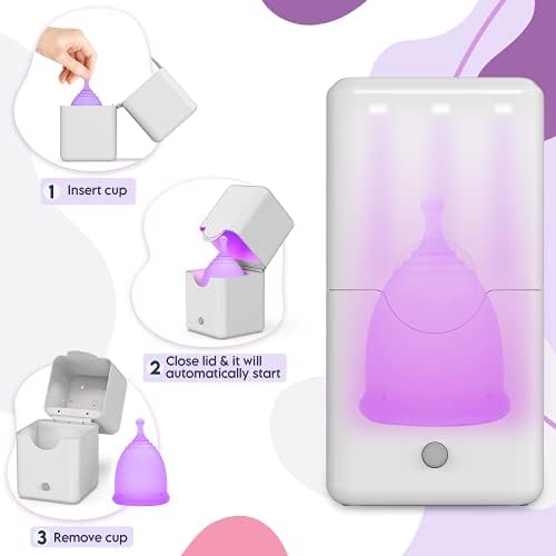 Стерилизатор менструални чаши Ecoblossom - Съвременно средство за почистване на менструални чаши без миризма на Дезинфектант - 2-Минутна Автоматична UV-зачервяване на ли