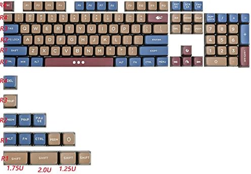 Трицветна Кафява Капачка за ключове АСК Pudding В ред, определени Сублимационных сини клавиатури на капсули от 118 клавиши