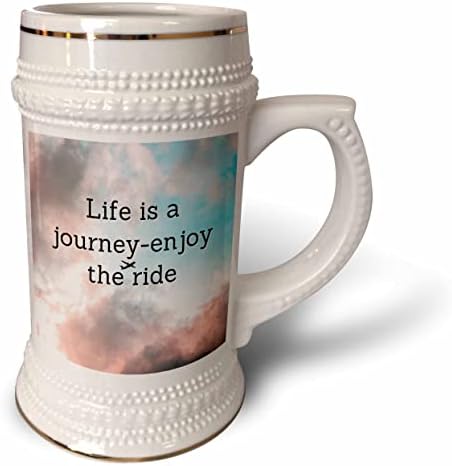 3dRose Уникални пътуване, Животът е пътуване радвайте се на пътуването - чаша за бира в 22 грама (stn-362297-1)