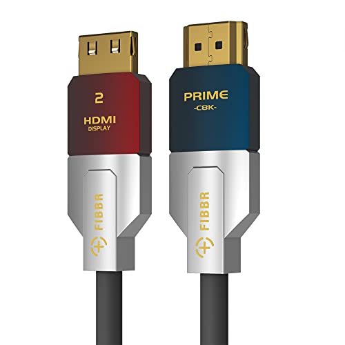 Оптичен кабел FIBBR 8K HDMI 16 фута/5 М, 48 gbps, вграден високоскоростен HDMI кабел 2.1 с рейтинг CL3, поддръжка
