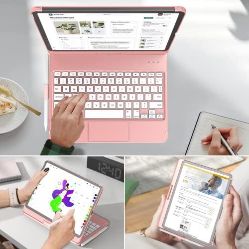 Калъф-клавиатура ZXA за iPad Air 5th / Pro 2022 11 инча, калъф-клавиатура за iPad Pro с възможност за завъртане на 360