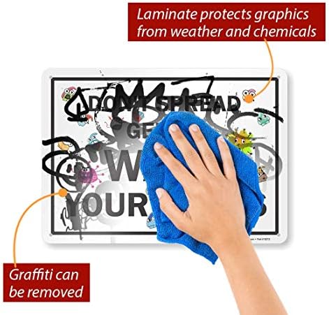 Табела SmartSign Не распространяйте микроби, измийте ръцете си | Алуминий 7 x 10