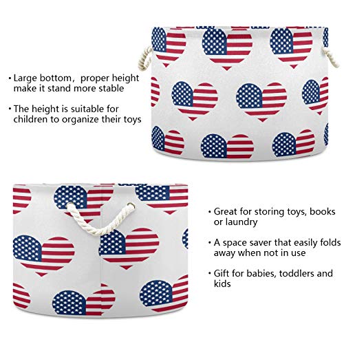 Голяма Кръгла Кошница За Багаж - Знаме на Независимостта на Америка, Холщовая Кошница за дрехи, Кофа За Съхранение