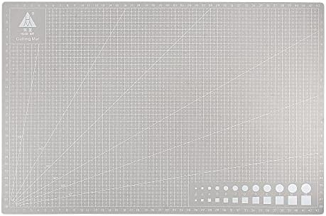 Подложки за рязане MECCANIXITY 12 x 18 Ротари Текстилен Мат Самовосстанавливающийся Подложка за Шиене Двустранен за Любителите на DIY Занаятите Креативен Дизайн, Сив A3