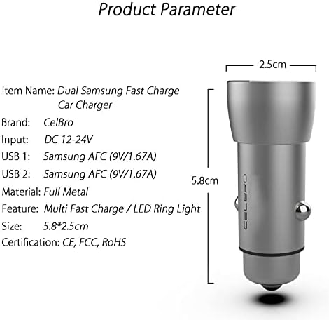 Зарядно за кола JIESEING 3.0 QC 3.0 Автомобилно бързо зарядно устройство Quick Charger QC3.0 USB адаптер (Цвят: сребърен