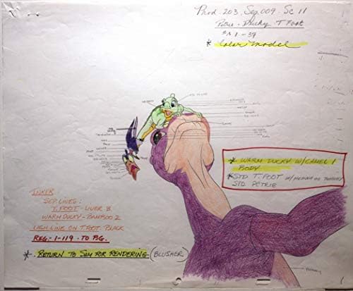 Земята преди време, Оригиналът е 1988 година - Don Bluth Studios - Цветен модел на Участниците и съответната рисунка с