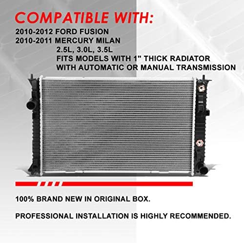 Фабрично 1-вграден Радиатор за охлаждане DPI 13126, Съвместим с Ford Fusion и Mercury Milan 10-12, Алуминиев жило