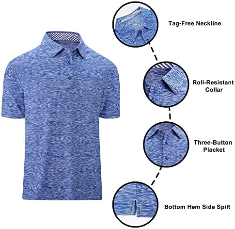 YAMANMAN Мъжки Ризи за голф Performance Dry Fit Абсорбиращи Влагата Ежедневни Ризи Топка За Голф с Яка И Къс Ръкав