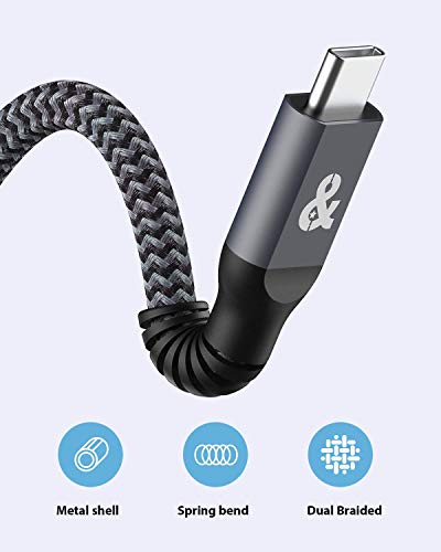ANDNOVA Кратък USB кабел C-C USB, USB кабел C 3.1 Gen 2 с високоскоростен достъп до пренос на данни до 10 Gb/s,