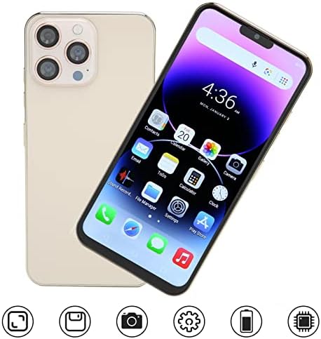 4G Смартфон, 8-Мегапикселов HD на цял екран recognizer лица, ултра-тънък Златен 6,53-Инчов мобилен телефон с батерия