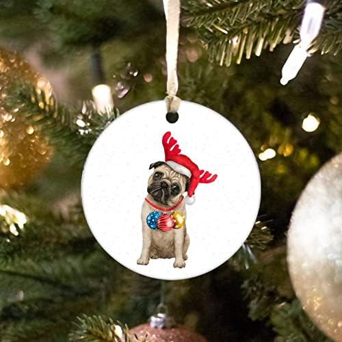 Домашен любимец с Коледни Декорации във формата на Рога, Керамично Украса за Кучета с Коледа, Куче с Орнаменти във