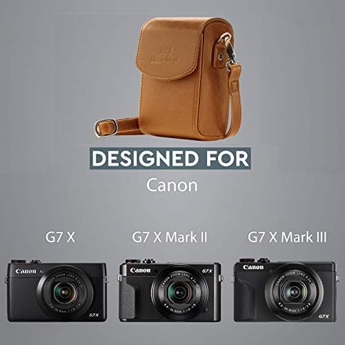 Кожен калъф за камера MegaGear с каишка, съвместима с Canon PowerShot G7 X Mark III, G7 X Mark II, G7 X - MG768