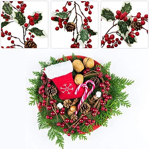 Коледни Изкуствени Лозови Листа Растението е на Червени Плодове, Борови Шишарки Дълъг Цвете от Ратан, Изкуствен Ратан, за