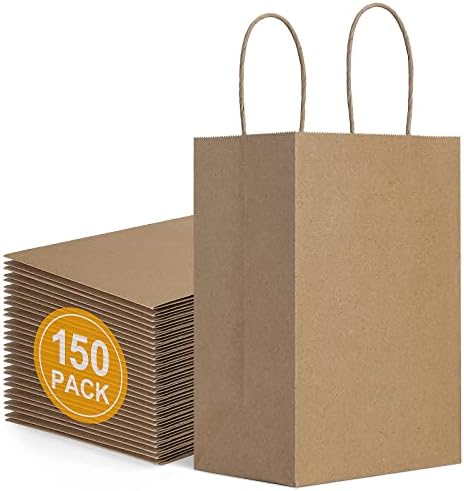 BagDream 150 Опаковки Малки Черни подарък пакети Размер на 5,25x3,75x8 Инча от крафт-хартия, Подаръчни Торбички с Дръжки