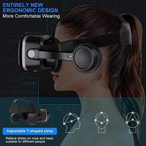 VR-Слушалки Pansonite с Дистанционно управление, 3D Очила, Слушалки Виртуална реалност за VR-игри и 3D филми,