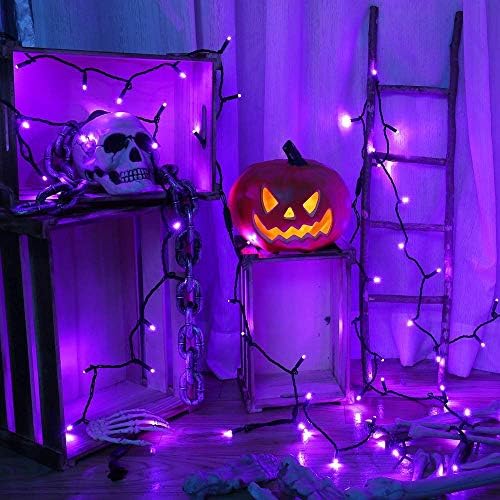 Brizled Лилави Светлини за Хелоуин, 33 фута 100 светодиоди Виолетова светлина, 5 мм Широкоъгълен Лампа за Хелоуин, 120,