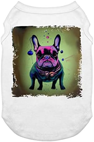 Тениска за кучета с Принтом френски Булдог - Хубава Тениска За Кучета - Графична Дрехи За кучета (L, Бял)
