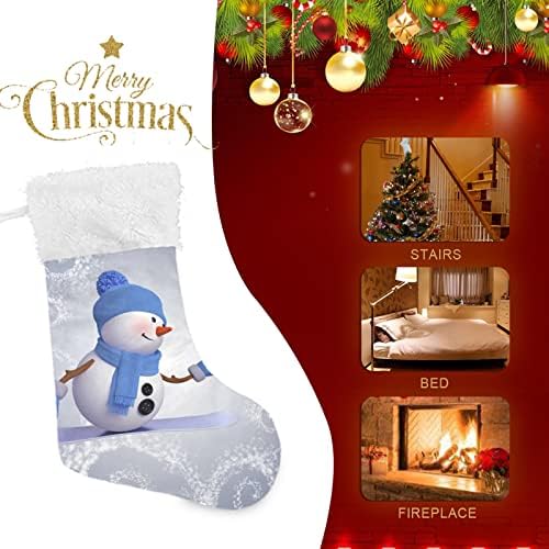 Коледни Чорапи ALAZA, Снежен човек Сноуборд, Класически Персонализирани Големи Чулочные Украса за Семейни