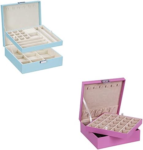 BEWISHOME кутия за бижута за жени, момичета бижута организатор box 2 слоя бижута дисплей кутии за съхранение за носене