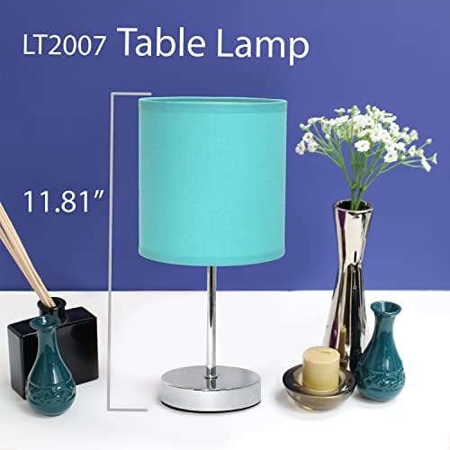 Прост Дизайн LT2007-BLU-2PK Хромирани Мини-Базова Настолна лампа с Филтър Абажуром, комплект от 2 теми, Синьо и Тюркоаз