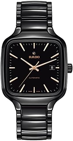 Швейцарски автоматични часовници Rado True Square керамика каишка, Черен, 21 (Модел: R27078162)