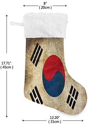 Коледни Чорапи с Корейски Флага в Ретро стил PIMILAGU, 1 Опаковка, 17,7 инча, Окачени Чорапи за Коледна украса
