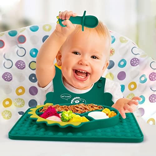 Аксесоари за хранене KIYTARBOO за деца и бебета - за да проверите за отбиване от гърдата с led подсветка Включват чиния, детски лигавник, вилица и лъжица, Набор от прибори ?