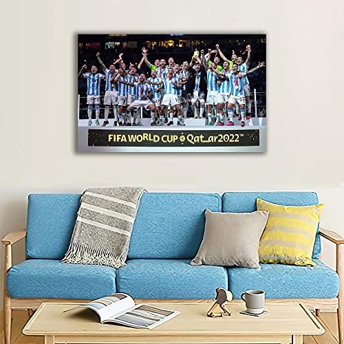 Плакат Футболна Суперзвезда 2022 Аржентина световен Шампион по футбол Абонаментна Плакат за Спални и Хол,