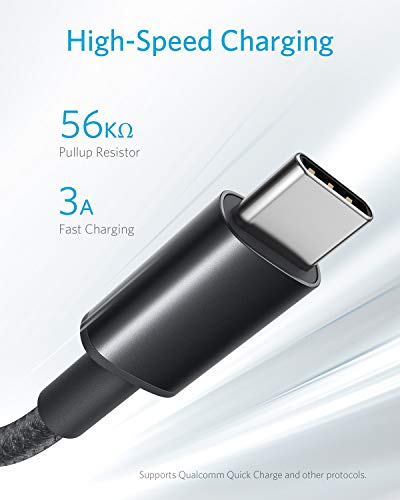 Кабел Anker USB C, [2, 6 фута] Висококачествен Найлонов кабел за зарядно устройство USB A-C USB за Samsung Galaxy S10