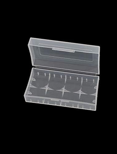X-DREE Прозрачна Бяла правоъгълна Кутия за съхранение, носене контейнер за батерии 18650 (Serbatoio bianco