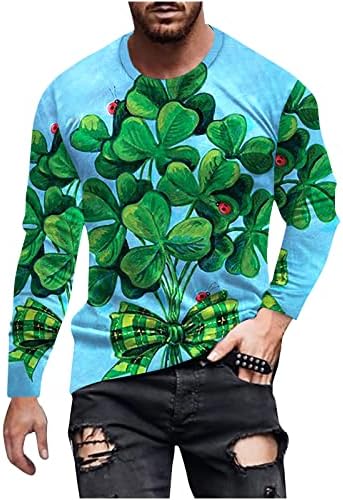 Мъжка Риза Kinrui с дълъг ръкав, тениски с принтом Трилистников на Св. Патрик, Блуза, Оборудвана Пуловер С ирландски принтом, Върхове