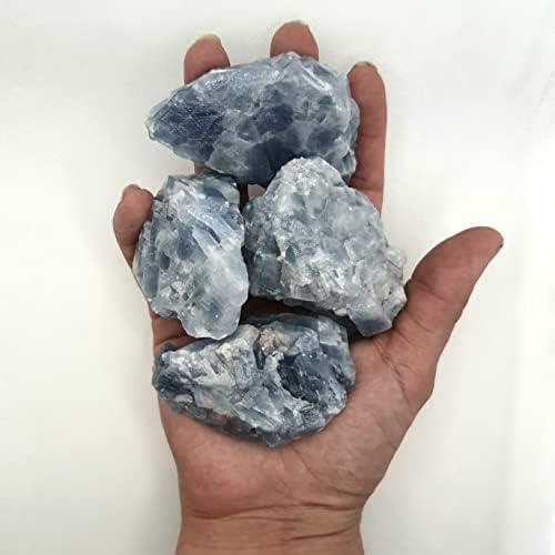 Син калцит - Натурален Лечебен кристал камък за украшения, Медитация, Акробатика, Рейки и балансиране на чакрите (Малък (40-100 грама))