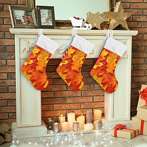 Коледни Чорапи ALAZA, Есенни Листа, Класически Персонални Декорации за Отглеждане в Голям размер за Семейни Тържества, декорация