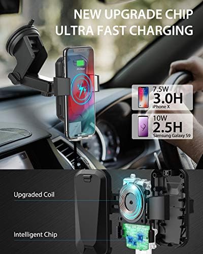 Безжично зарядно за Кола, Бързо Зареждане на CHGeek 15 W, Кола за телефон със скоба, Автоматичен, подходящ за iPhone 14 13 12