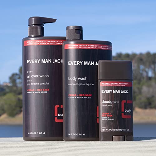 Комплект Every Man Jack Men ' s All Over Wash + дезодорант за всички типове кожа - почиства всички видове кожа и се
