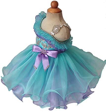 Jenniferwu G179-2 Синьо-Сиреневое дрехи за Новородени, малки Деца, Празнична рокля за новородени момичета Рокля на рожден
