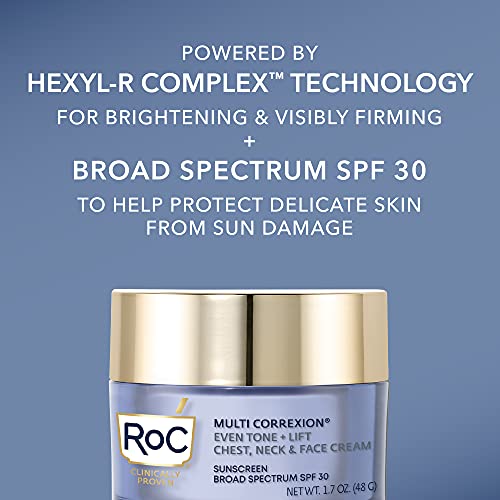 RoC Multi Correxion 5 в 1 Овлажнител за гърдите, врата и лицето с SPF 30, за укрепване на шията и изглаждане на бръчки, Витамин