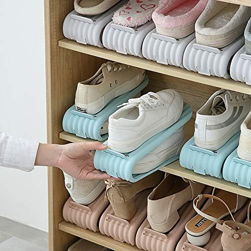 Регулируем държач за обувки PMH, Двуслойни Скоба за обувки, Компактна Стойка за съхранение на обувки, за Тапочек, спортни